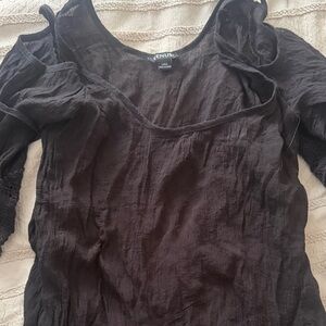 VENUS Black Scoop Neck Lightweight Women's Blouse